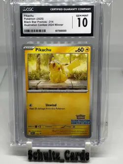 CGC 10 GEM MINT Pikachu 214 SVP PROMO Illustration Contest Pokemon Card 002 - Image 1