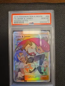 PSA 10 Pokemon TCG Jessie & James Trainer Full Art Ultra Rare Card Hidden Fates - Image 1