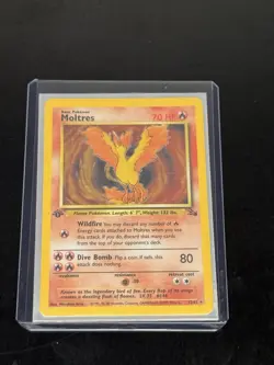 Pokemon Moltres 12/62 Fossil 1st Edition Holo Rare Card 70HP English - Image 1