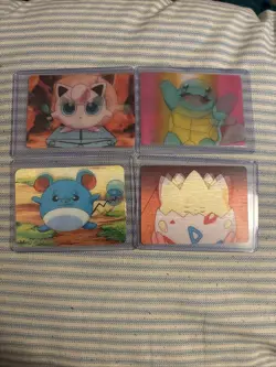 Lenticular 3D Pokemon set of 5 Card Pikachu, Squirtel, Jigglypuff, Merrill Togo - Image 1