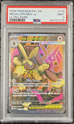 2025 POKEMON PFL EN MEGA LOPUNNY ex ULTRA RARE #115 💎 PSA 9 - Image 1
