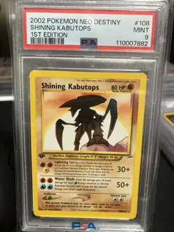 2002 Pokemon Neo Destiny 1st Edition Shining Kabutops Holo #108/105 PSA 9 - Image 1
