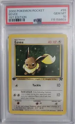 PSA 10 Eevee 55/82 2000 Pokemon Rocket 1st Edition Common Gem Mint WOTC - Image 1