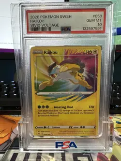 Pokemon TCG Raikou Vivid Voltage Holo Card 050/185 Amazing Rare Psa 10 - Image 1
