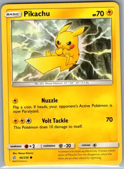 Pikachu 66/236 Non Holo SM - Cosmic Eclipse - Pokemon Card - NM - Image 1