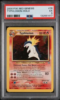 Pokemon Neo Genesis 2000 Typhlosion Holo Rare Card TCG 18/111 PSA 5 EX - Image 2