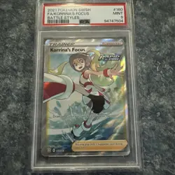 2021 POKEMON SWORD & SHIELD BATTLE STYLES #160 FULL ART/KORRINA'S FOCUS PSA 9 - Image 1