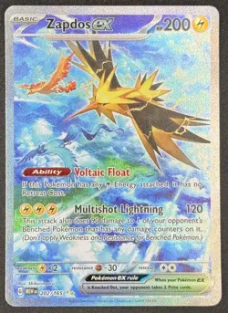 Zapdos ex 202/165 Pokemon TCG SV: Scarlet & Violet 151 SIR Full Art NM - Image 1