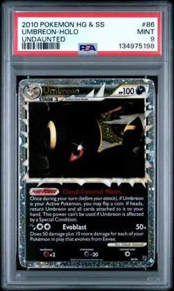 2010 POKEMON HEARTGOLD & SOULSILVER UNDAUNTED #86 UMBREON-HOLO PSA 9 - Image 1