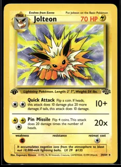 1999 Pokemon Jungle 20 Jolteon 1st Edition NON Holo LP - Image 1
