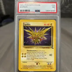 1999 Pokemon Fossil Corrected Foil #15 Zapdos Holo PSA 7 NM - Image 1