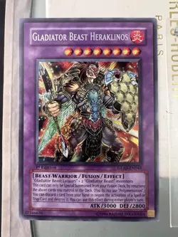YUGIOH GLADIATOR BEAST HERAKLINOS GLAS-EN044 SECRET RARE 1ST EDITION LP - Image 1