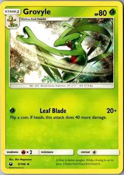 Grovyle 9/168 Uncommon SM - Celestial Storm LP Pokemon Card - Image 1