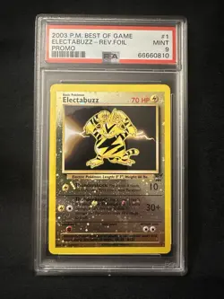 2003 Pokemon Promo Electabuzz 1/009 Best of Game Reverse Holo PSA 9 Trading Card - Image 1