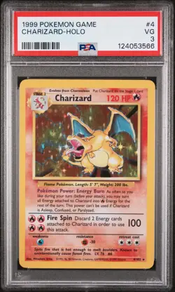 1999 Base Set Charizard Pokemon TCG Holo Rare Card PSA 3 - Image 1