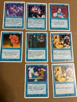 Set of 8 Blue MTG 4th Ed & Chronicles Cards Magic the Gathering NM Stasis Hack - Image 1