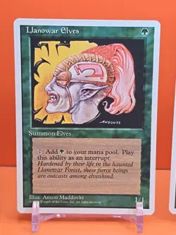 🟢🟢🟢 (4) 1995 MAGIC The Gathering LLANOWAR ELVES 4TH EDITION NEAR MINT 🟢🟢🟢 - Image 3