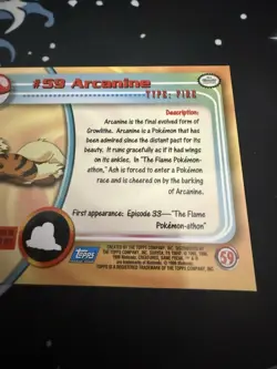 2000 Topps Chrome Pokemon TV Animation Edition Arcanine #59 - Image 5