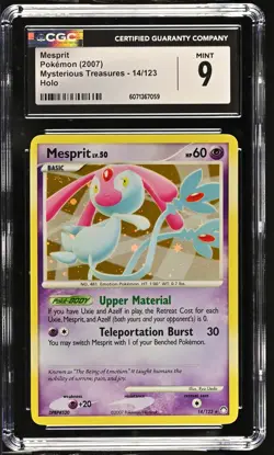 CGC 9 Mesprit 2007 Mysterious Treasures 14/123 Holo Pokemon Card - Image 1