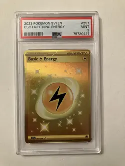 2023 Pokemon SVI EN BSC Lightning Energy 257/198 PSA 9 MINT Secret Rare Gold - Image 1