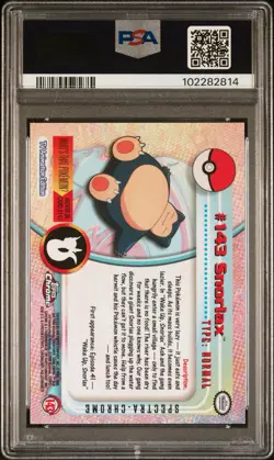 POKEMON PSA 10 SNORLAX SPECTRA #143 POKEMON T.V. TOPPS CHROME ENGL POP 19!🌍 - Image 2