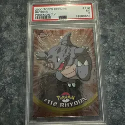 Pokemon 2000 Topps Chrome Rhydon #112 TV Animation Edition PSA 5 - Image 1
