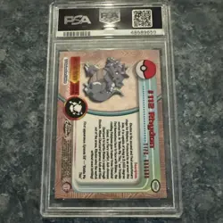Pokemon 2000 Topps Chrome Rhydon #112 TV Animation Edition PSA 5 - Image 2