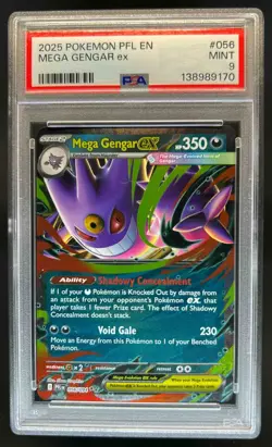 2025 Pokemon Phantasmal Flames Mega Gengar ex Double Rare #056/094 PSA 9 - Image 1
