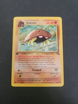 LP 1st Edition Kabuto Fossil Pokemon Card 50/62 Common - Image 1
