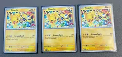Lot Of 3 Pikachu Promo 2025 World Championships SVP EN 225 Pokemon Card Worlds - Image 1