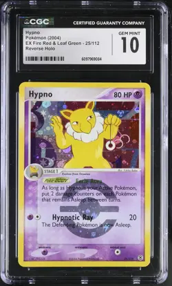 CGC 10 GEM MINT Hypno EX Fire Red & Leaf Green 25/112 Reverse Holo Pokemon Card - Image 1