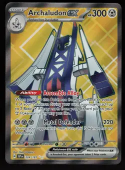 2024 Pokemon S&V Surging Sparks ARCHALUDON ex - Full Art Rare Card #224/191 - Image 1