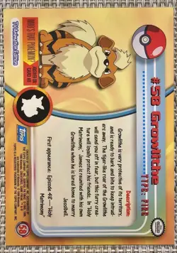 Pokemon Card Topps Chrome - Non- Holo Growlithe #58 NM - Image 2