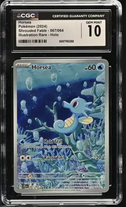 CGC 10 Horsea Pokemon (2024) Shrouded Fable - 067/064 Illustration Rare Holo - Image 1