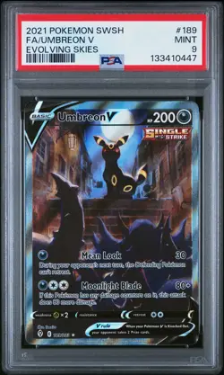 2021 POKEMON SWORD & SHIELD EVOLVING SKIES #189 FULL ART/UMBREON V PSA 9 - Image 1