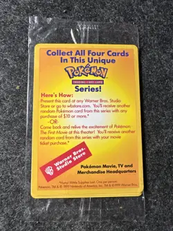 1999 Pokemon Warner Bros Studio Store Promo Card SEALED First Movie WB - Image 1