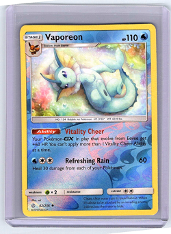 Vaporeon 42/236 Cosmic Eclipse Reverse Holo NM Pokemon Card - Image 1