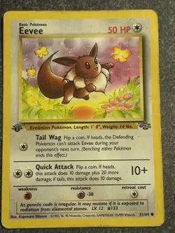 Eevee Pokemon Card First Edition Basic Set 51/64 Vintage 1999 Pokemon TCG - Image 1