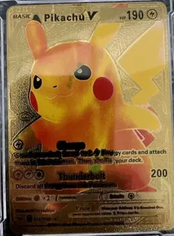 Pokemon TCG gold Holo RARE PIKACHU/And MewTwo&Mew Rare gold Foil. (2 card lot) - Image 1