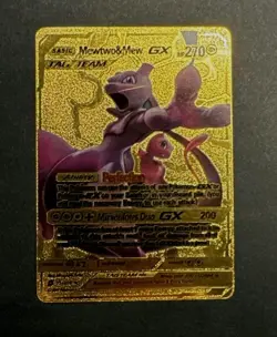 Pokemon TCG gold Holo RARE PIKACHU/And MewTwo&Mew Rare gold Foil. (2 card lot) - Image 3