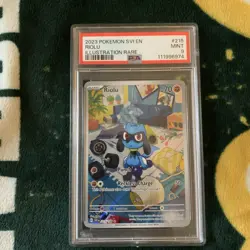 Pokemon TCG Riolu Scarlet and Violet Base Set Illustration Card 215/198 Psa 9 - Image 1