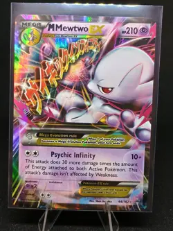 Pokemon M Mega Mewtwo EX Ultra Rare Holo TCG Card 64/162 LP - Image 1