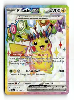 Pokemon Pikachu ex 219/191 Sv08: Surging Sparks Ultra Rare Full Art Holo Card - Image 1