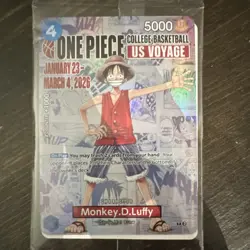 CCG US Voyage Monkey D. Luffy Promo Holo Card P-055 5000 Power (sealed) - Image 1