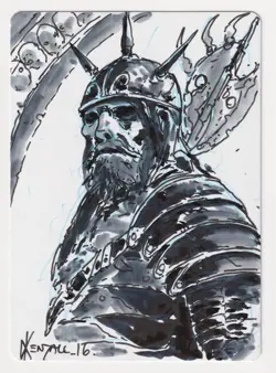 Signed Paladin en-Vec Proof Sketch MP 10th Artist Dave Kendall 2007 MTG Magic AP - Image 1