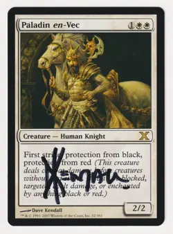 Signed Paladin en-Vec Proof Sketch MP 10th Artist Dave Kendall 2007 MTG Magic AP - Image 2