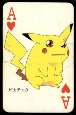 Pikachu Ace of Hearts Televi Kun Poker Deck Pokemon Japanese ~ HP Creased - Image 1