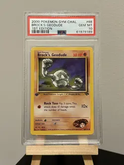 1st Edition Brock's Geodude 68/132 - PSA 10 - 2000 Pokemon Gym Challenge Gem MT - Image 1