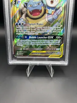 2019 POKEMON SUN & MOON COSMIC ECLIPSE #215 FULL ART/BLASTOISE & PIPLUP GX PSA 9 - Image 2