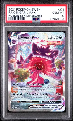 2021 POKEMON SWORD & SHIELD FUSION STRIKE SECRET FULL ART/GENGAR VMAX PSA 10 - Image 1